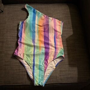 Summersalt Watercolor Rainbow, One Shoulder, One Piece, Size 8